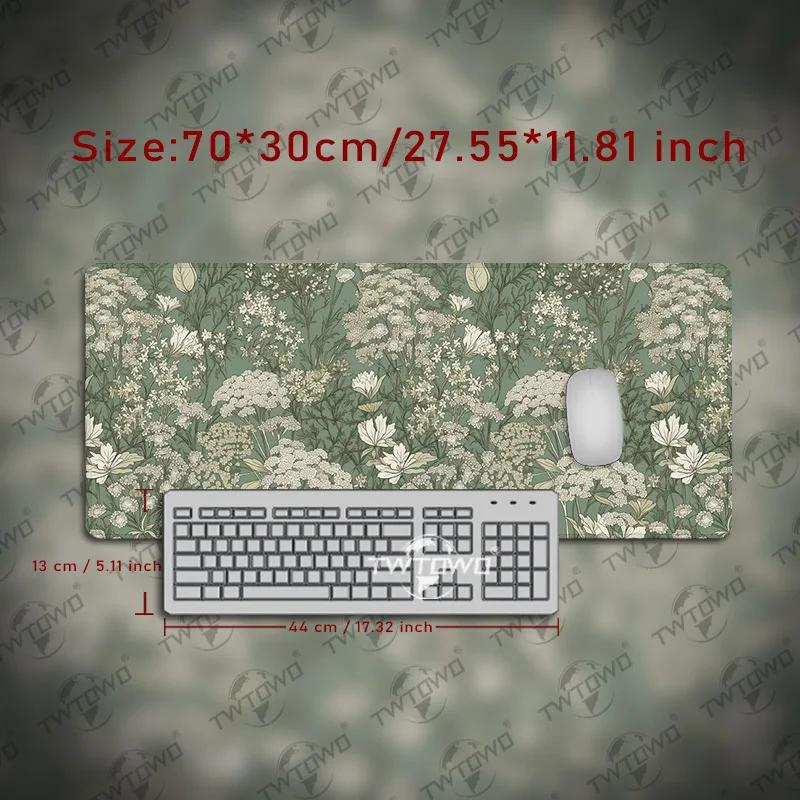 Mouse Pad Green Vintage Flowers Gaming XL New HD Custom Mousepad XXL MousePads Soft Carpet Office Office Accessories Mouse Ma