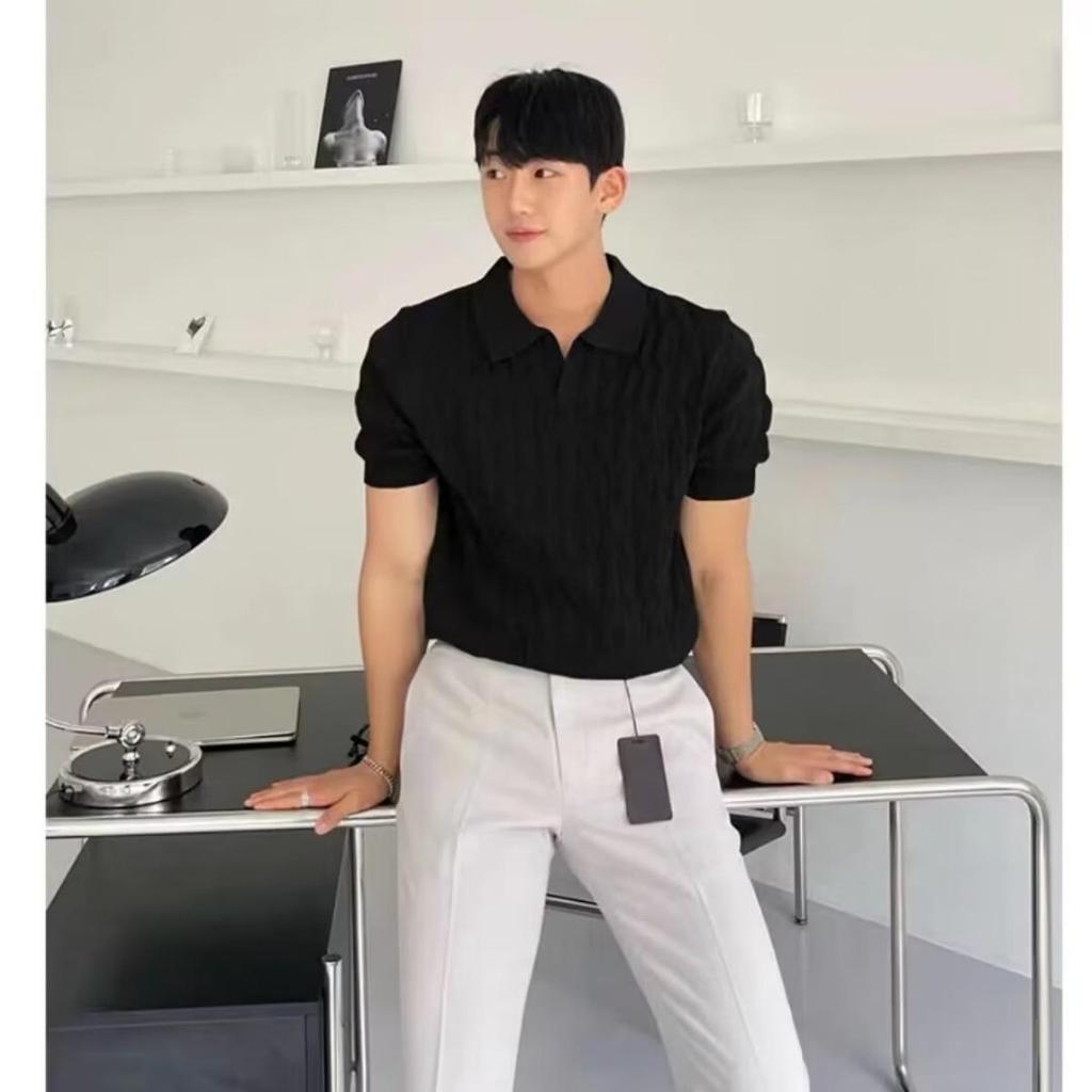 Мужская рубашка Slim-Fit - короткий рукав, трикотажная вискозная ткань, однотонная, повседневный стиль на все сезоны, повседневная рубашка | Современная рубашка | Трикотаж