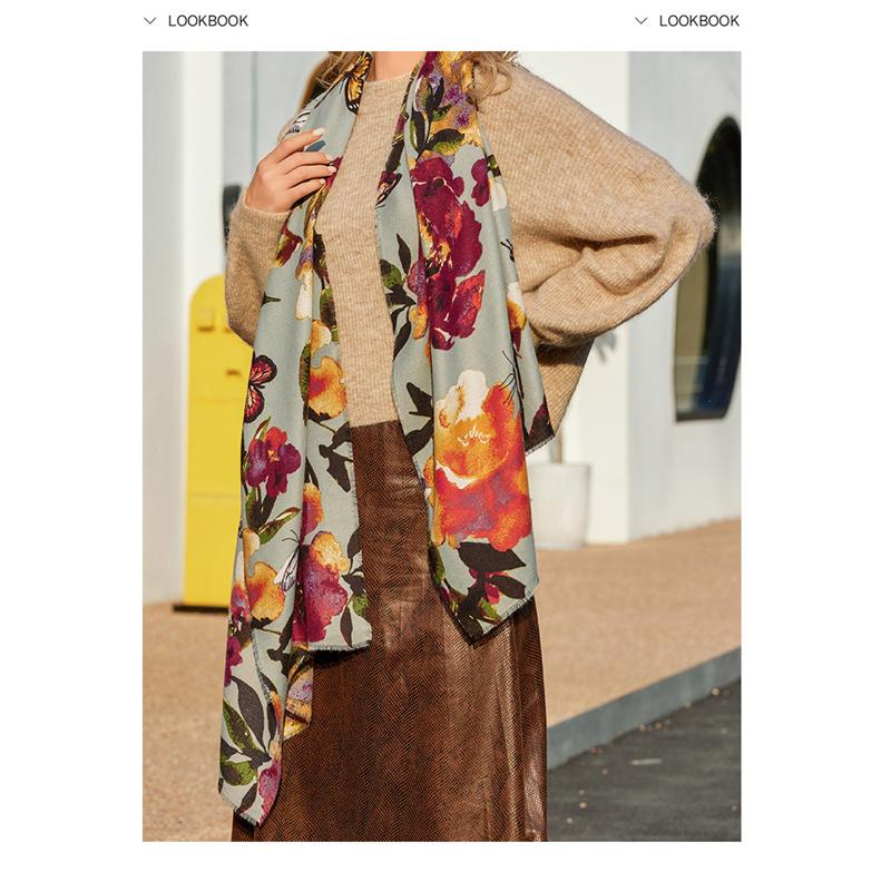 190*65cm High Quality Imitation Cashmere Scarf Autumn Winter Butterfly Printed Warm Shawl Women Gift