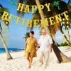 Gold Glitter Retirement Banner, Happy Retirement Party Decorations, Farewell Party Decor - Summer Beach Theme for Men & Women