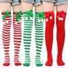 Christmas Ornaments Socks Striped Long Stockings Christmas Decorations High Socks for Girls Striped Knee Socks