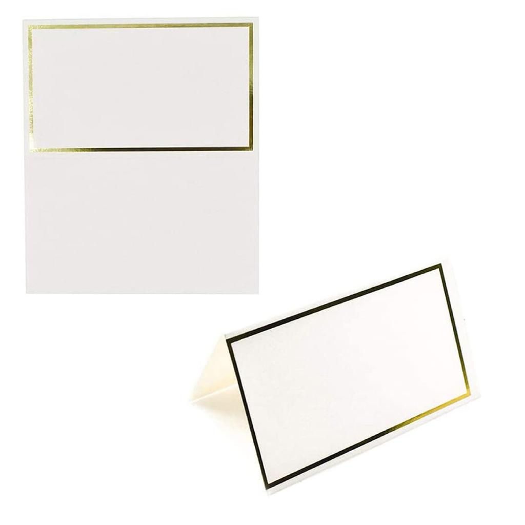 Set of 50 Stylish Gold Rimmed Table Name Cards for Wedding Banquet Dinner Party and Festival Gold/ Silver Accent