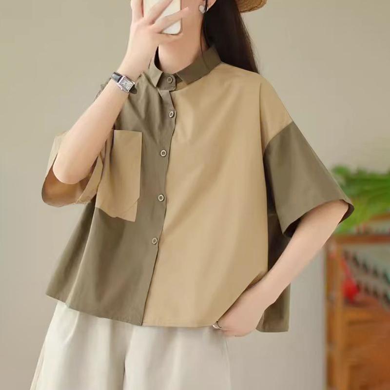 ZANZEA Женская летняя рубашка с воротником и короткими рукавами, сшитая рубашка А-силуэта