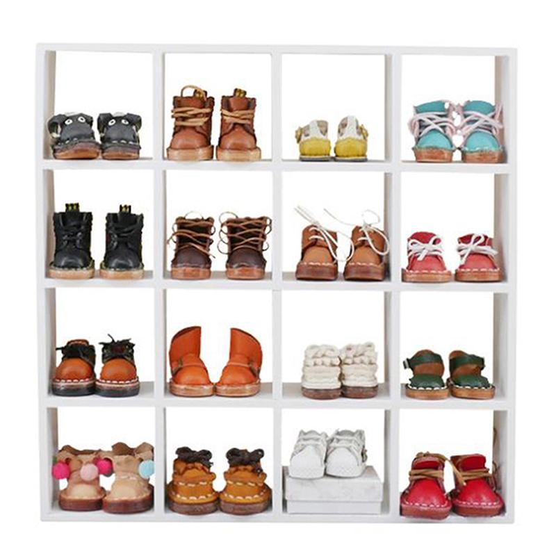 1шт 1: 12 деревянных стеллажей для хранения миниатюрных кукольных домиков 16 сетчатых полок для декора кукольного домика