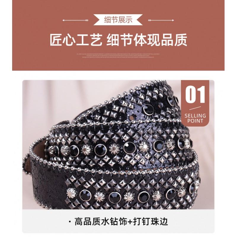 Y2K Retro Snake Print Belt With Rhinestone Studs Western Style Buckle Women Streetwear Fashion Accessory