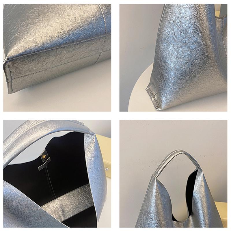 Большая вместительная серебряная брендовая сумка-хобо для женщин, роскошный дизайнерский кошелек из искусственной кожи, модная повседневная сумка-шоппер