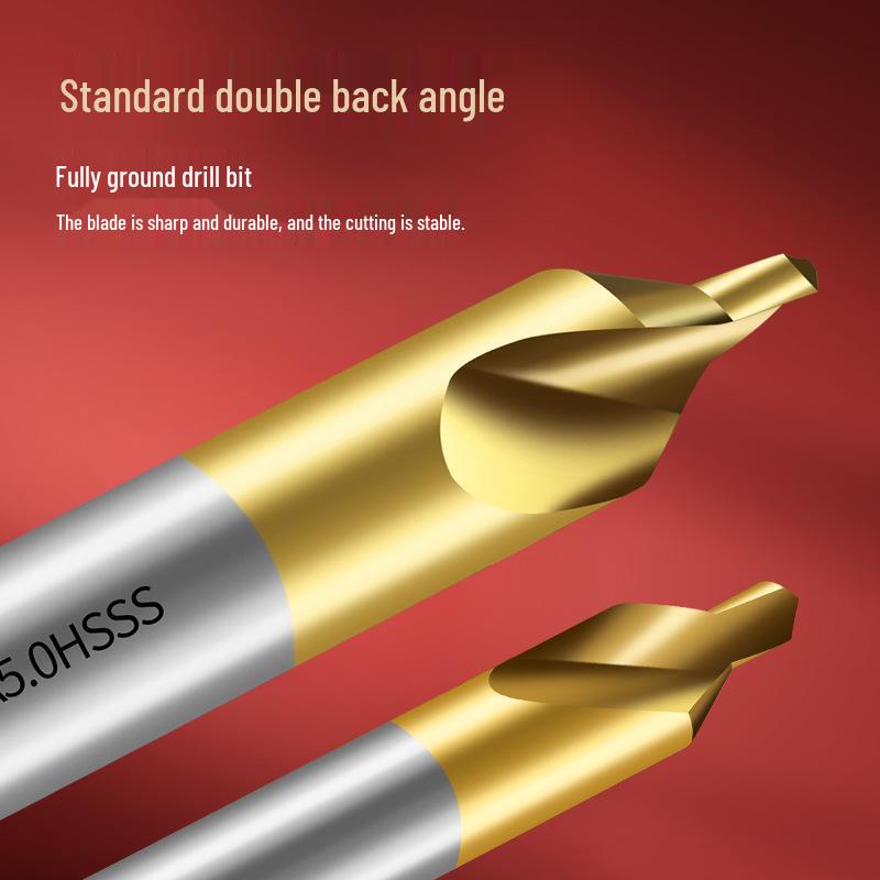 Центровочное сверло Tiangong типа А из быстрорежущей стали с титановым покрытием для нержавеющей стали