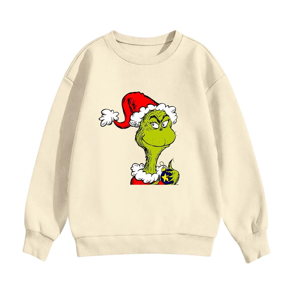 Children's Casual Round Neck Printed Pullover Long-sleeved Hooded Sweatshirt Top