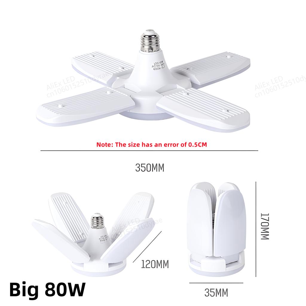 Лампа светодиодная HOMZY E27 с лопастями вентилятора и таймером 220В110В 28Вт 200Вт Складная светодиодная промышленная лампа для дома, потолочного освещения, гаражного освещения