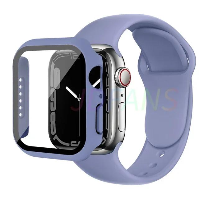 Стекло+корпус+ремешок для Apple Watch Band 42 мм 44 мм 41 мм 40 мм 38 мм 45 мм 49 мм Защитные пленки для Apple IWatch Series 8 7 6 SE 5 4