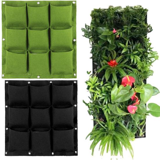 Подвесной мешок для посадки, настенный 9 карманов, вертикальный квадратный дышащий домашний и уличный подвесной настенный горшок с цветами клубники, садовые принадлежности