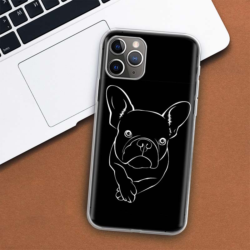 Черно-белый чехол для телефона «Французский бульдог» для Apple iPhone 11 12 13 15 Ultra 14 Pro 7 XR X XS Max 6S 8 Plus + Mini SE, мягкий принт