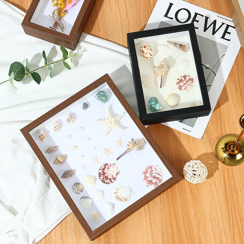 3D Wall-Mounted Solid Wood Photo Frame for Dried Flowers and Butterfly Specimens - Handmade DIY Display Stand