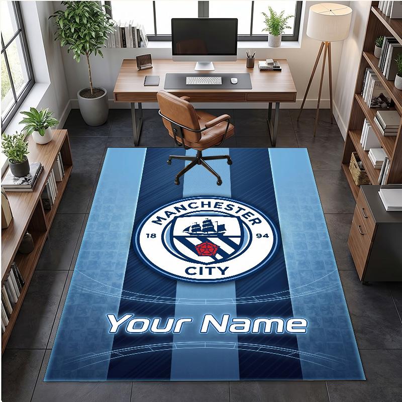 Crystal Velvet Rug Manchester City Print Custom Name Text Floor Mat Home Decor