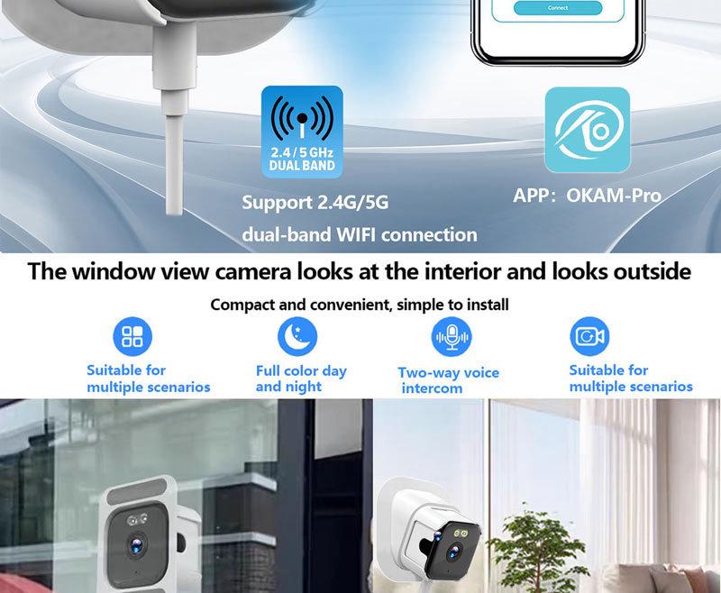 2K Dual-Band WiFi Window Camera with Starlight HD Monitoring