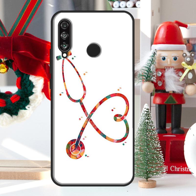 Милый стетоскоп в форме сердца для Huawei Nova 9 10 SE 11 Pro Y60 Y70 Y90 Y61 Y91 Y72 Y73 12i 11i 8i P20 P30 P40 Lite Чехол