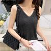 Sleeveless Suspender Tank Top Women's Underwear Bottom Shirt Summer Short Ice Silk Knitted Top Thin Loose Casual Vest