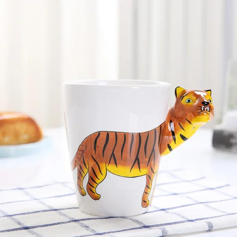 3D трехмерная чашка для воды с изображением животных из мультфильма, высокотемпературная керамическая кружка для молока, кофе, чая, детей, кружка для воды, домашняя кружка