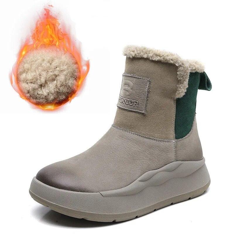 Women's Winter Lining Thickened Warm Pu Leather Boots Snow Casual Office Warm Boots