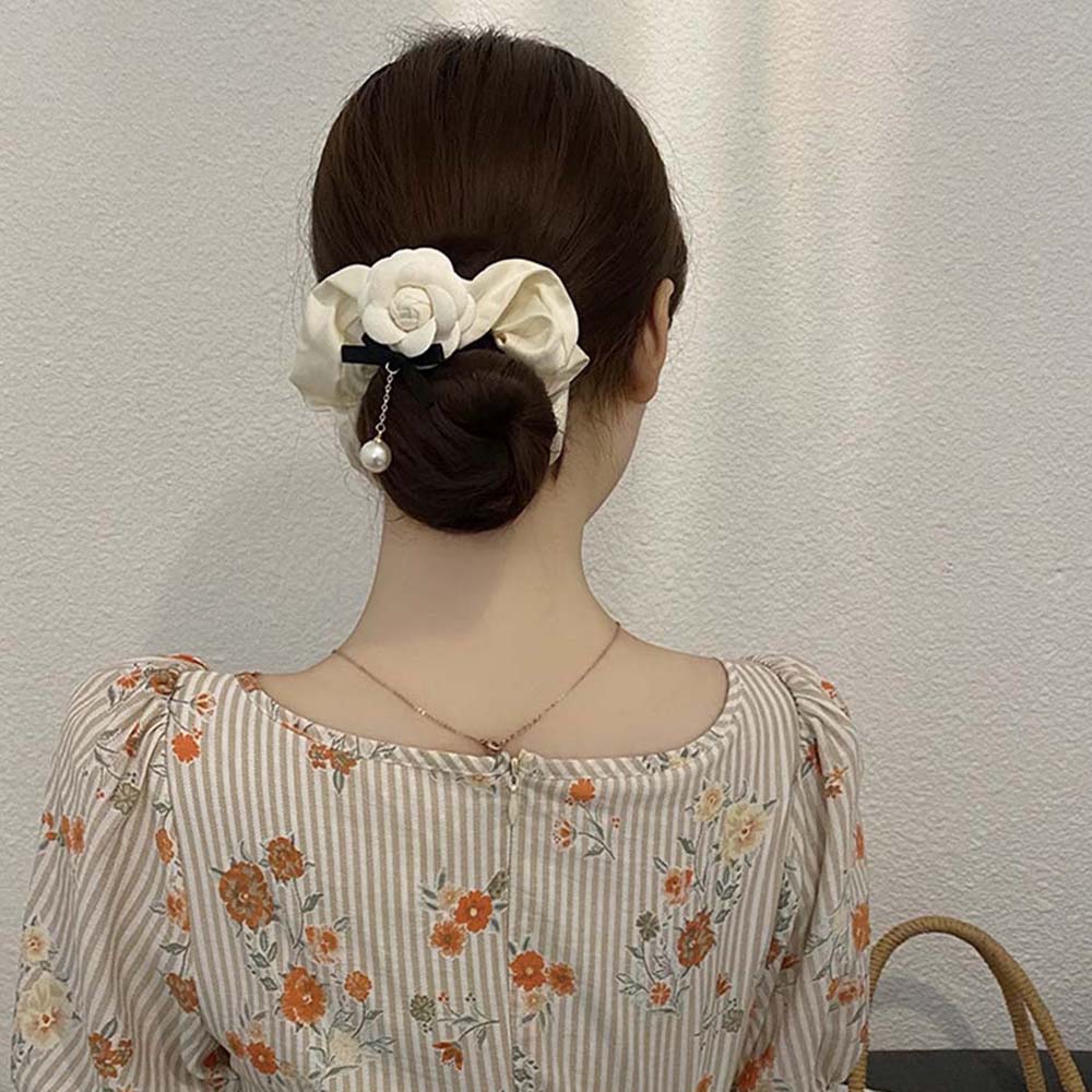 Аксессуары Жемчужная Ткань Девочки Женщины Камелия Резинки для Волос Повязки на Голову Эластичная Резинка для Волос Круг для Волос