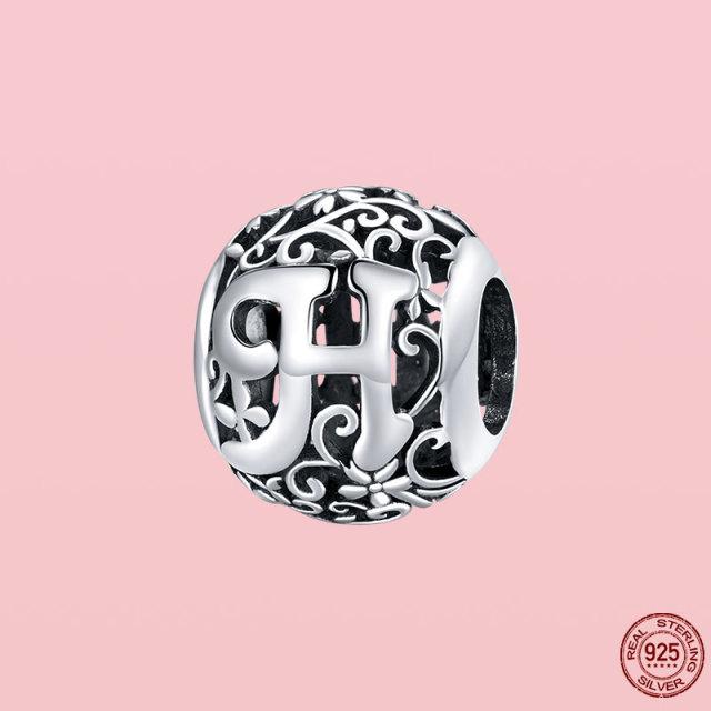 Новое поступление 925 пробы серебряный кулон круглой формы с буквами от A до Z подвески бусины подходят оригинальный браслет ожерелье ювелирные изделия