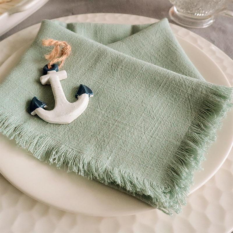 Sub-Cotton Linen Napkin with Tassels for Elegant Dining & Photography Decor