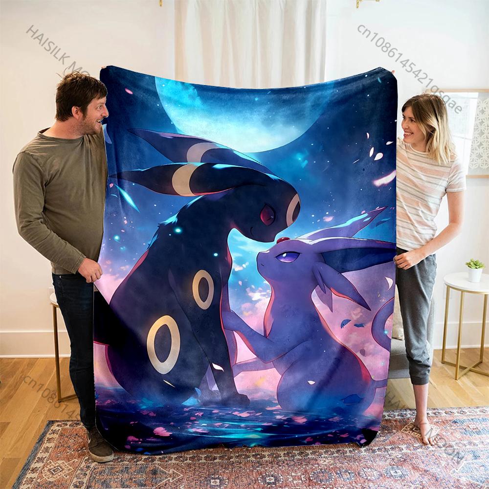 Japanese Games Umbreon and Sylveon Print Cartoon Blanket Flannel Fluffy Soft Blanket for Adult Kids Plush Sofa Bed Car Camping