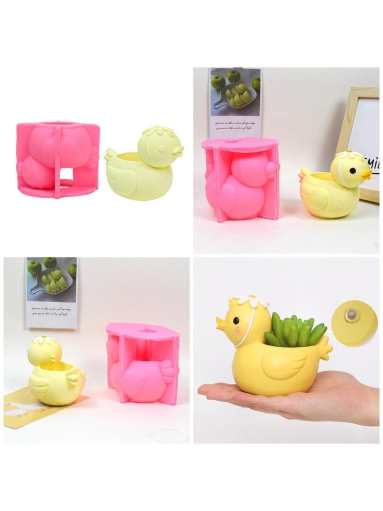 Duck Pen Holder Silicone Mold Table Ornament Succulent Planter Flowerpot Molds Epoxy Resin Mold Plaster Making Tool