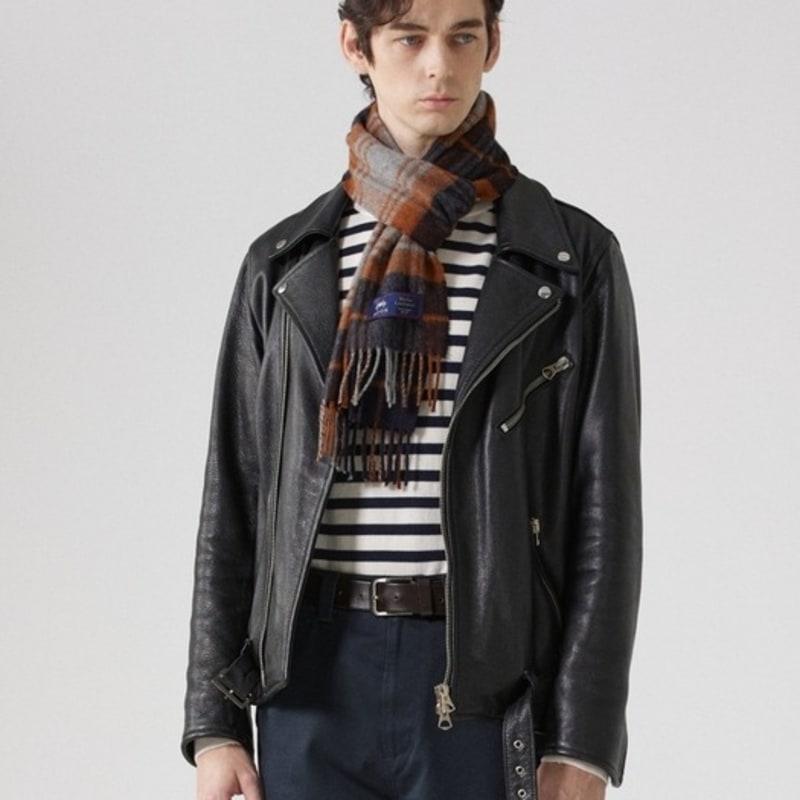 ABRAHAM MOON Шарф из мериносовой шерсти 25 см - Brigade Navy Rust