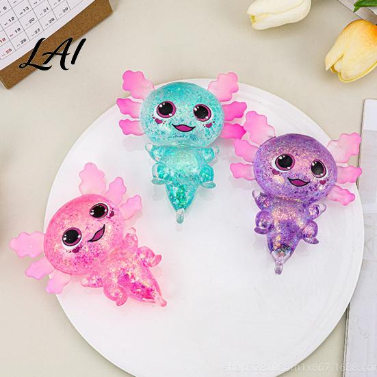 Relaxation Squeeze Ball Glittery Salamander Toy Soft Slow Rebound Stress Cute Animal Relief Fidget with Transparent Glitter Decompression Gift Waxy