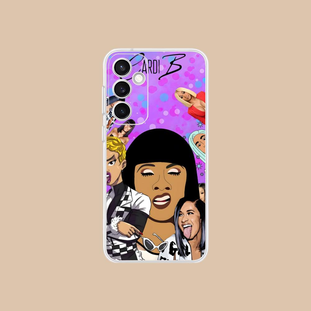 Прозрачный чехол для мобильного телефона Cardi B для Samsung Galaxy S25 S24 S23 S22 S21Plus FE Ultra Цветная обложка