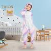 Flannel Lounge Jumpsuit with Exclusive Animal Hat Bright Colored Pajamas Long Sleeve Starry Pattern Cartoon Style Lounge Kids Daily Wear