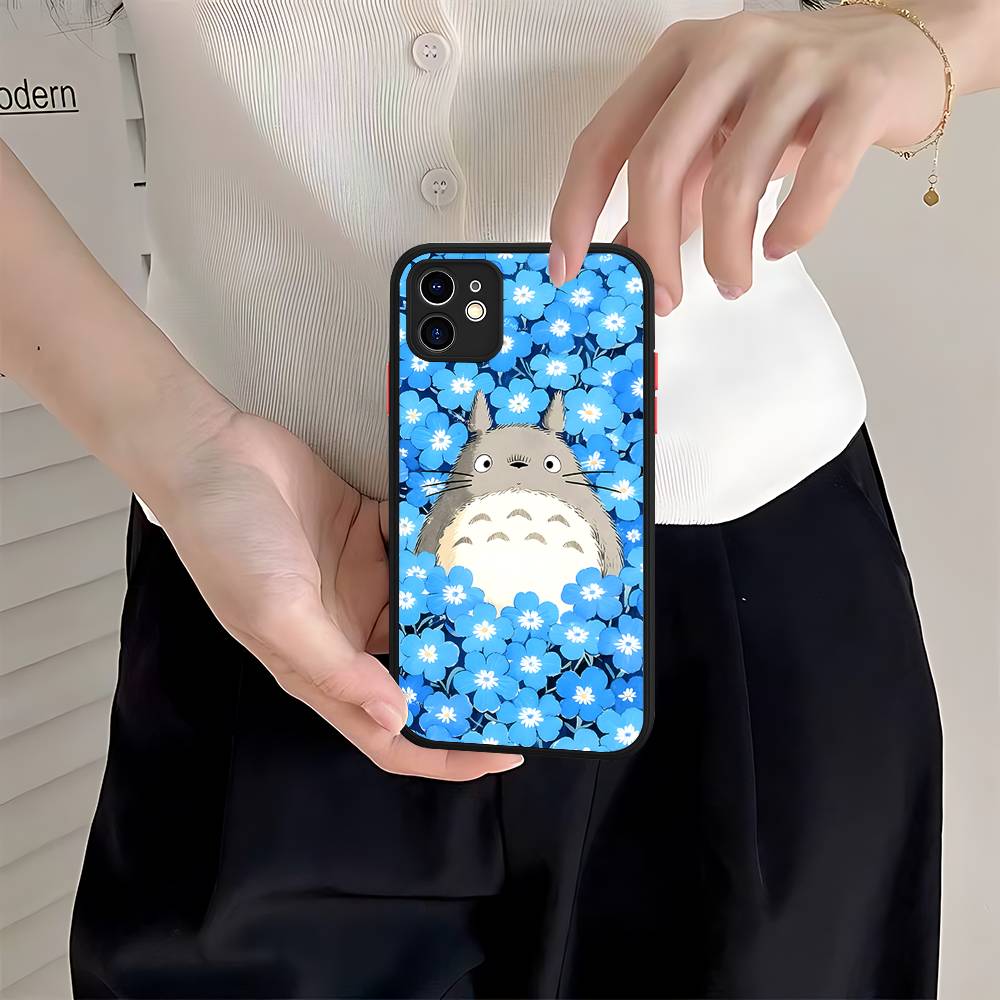 Мультяшный прозрачный чехол для-T-T-TotoroS Для IPhone 16 15 14 Plus 13 12 11 Pro Max X XS MAX Полупрозрачный матовый противоударный чехол