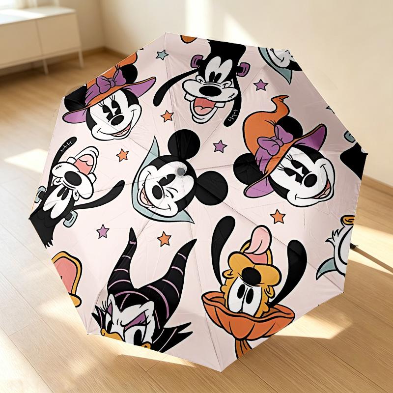 Mickey Mouse Friends 8 Ribs 3Fold Black Glue Uv Protection Umbrella Sun Protection Rainproof Compact Folding Umbrella For Travel Daily Use C92395