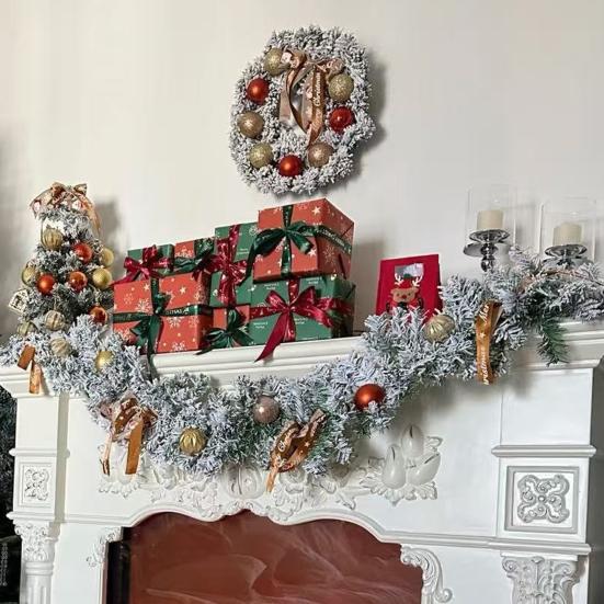 6/9 футов Искусственная гирлянда из норфолкской сосны Реалистичная Рождественская Искусственная Зеленая/Заснеженная гирлянда из кедра и сосны для камина, стола, каминной полки, стены, для помещения