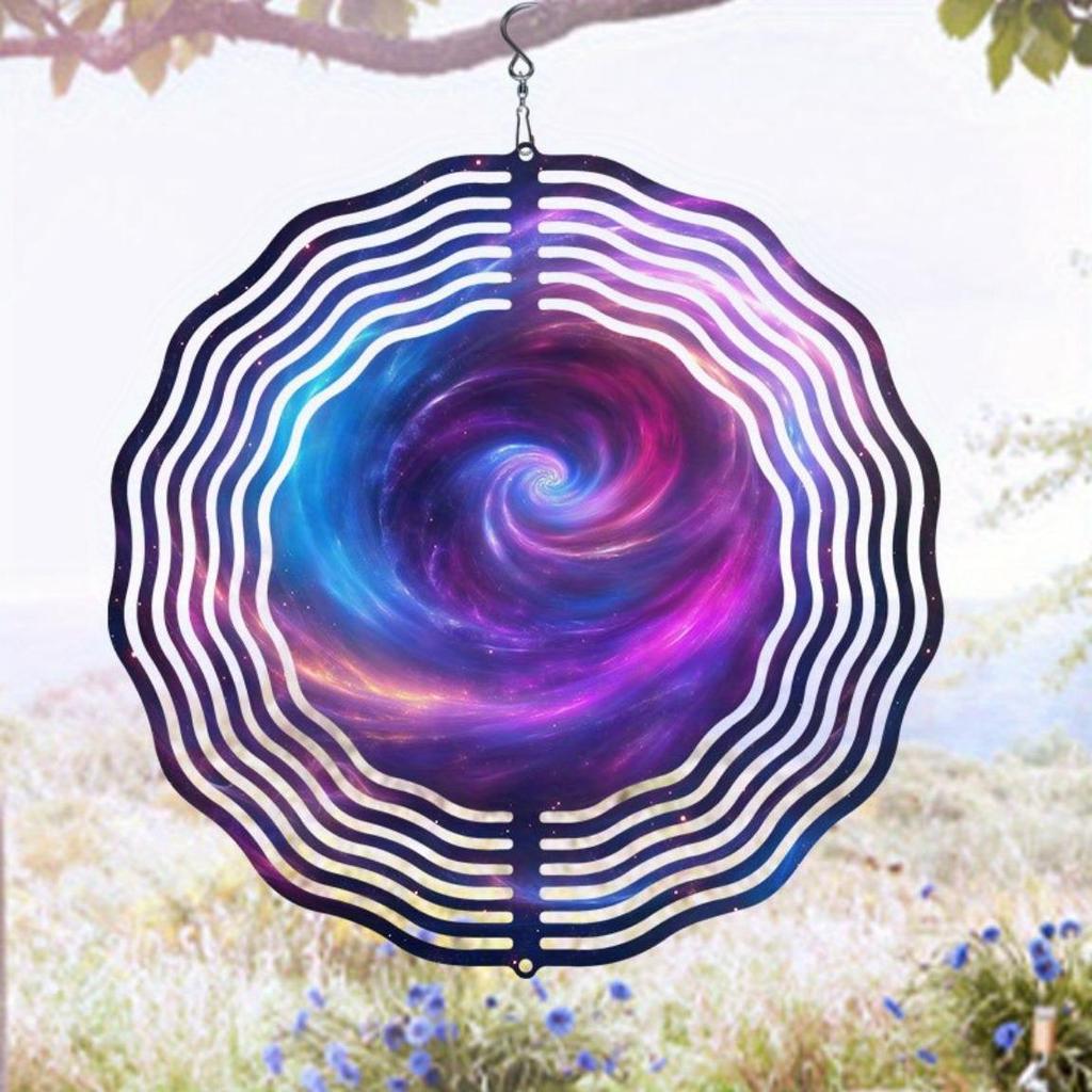 Galaxy Wind Chime Outdoor Metal Garden Decor with Cosmic Swirl Design Soothing Sound for Patio Balcony Yard Bird Deterrent