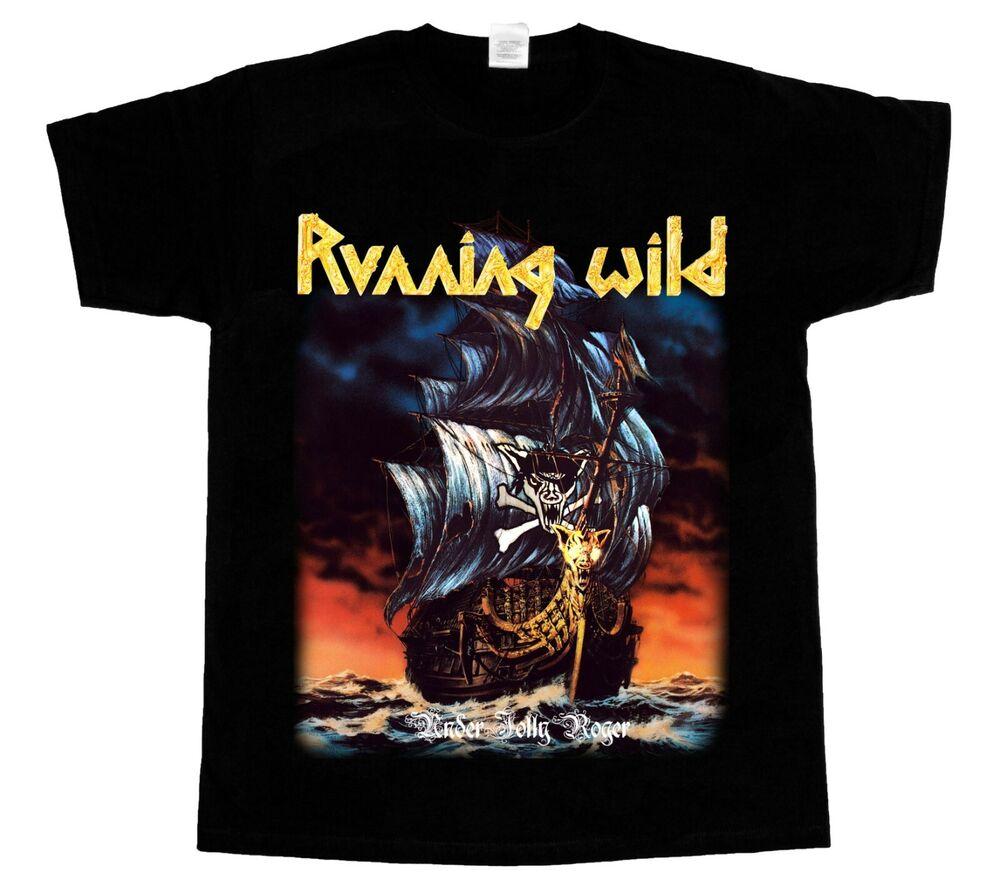 Running Wild Under Jolly Roger Short Long Sleeve Black Unisex T-Shirt
