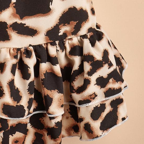 Юбка на подтяжках Двухслойная Рюши по краю Леопардовый принт Летняя Одежда для Китти Наряды для Собак для Улицы