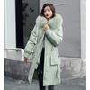 Winter Warm Coat Women Big Fur Collar Hooded Down Cotton Long Jacket Female Parka Outwear  for Womens
