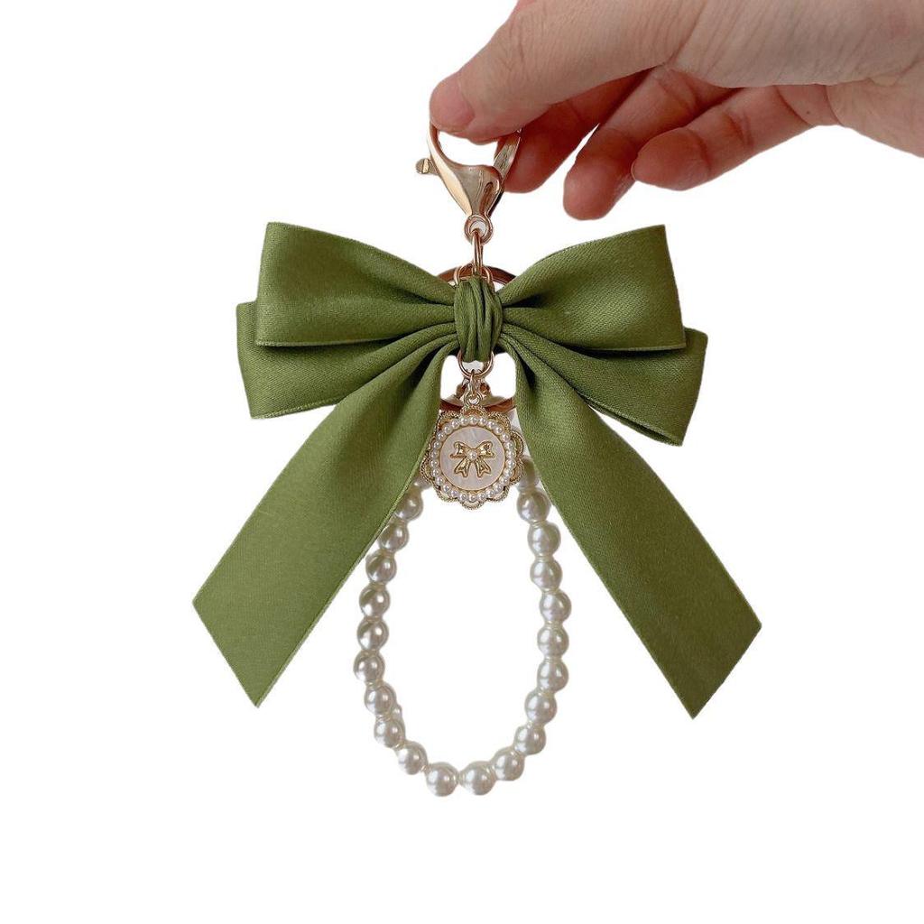 Matte Pearl Bow Keychain Pendant for Girls