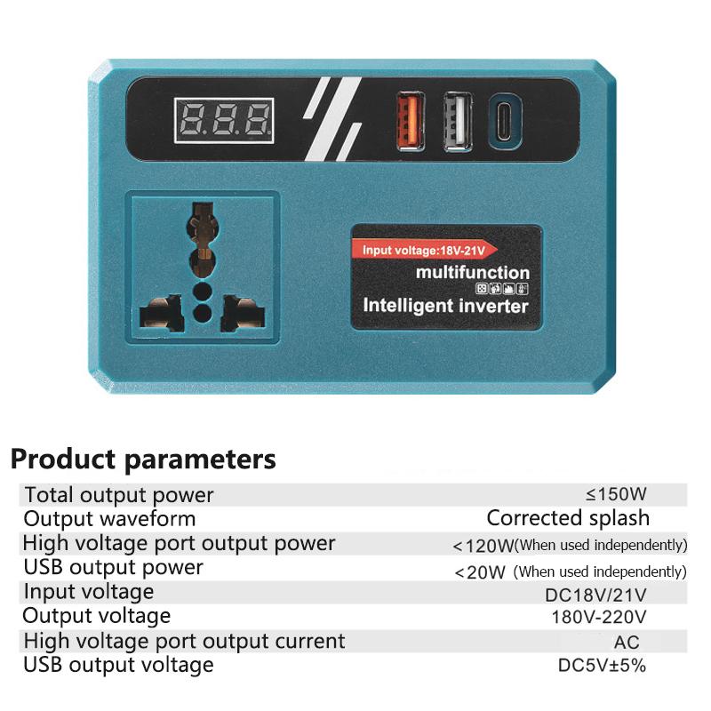 Для Makita DeWalt Milwaukee 18V Литиевая Батарея Блок Питания Инвертор DC 18V AC 220V USB TYPE-C Адаптер Батареи для Кемпинга на Открытом Воздухе