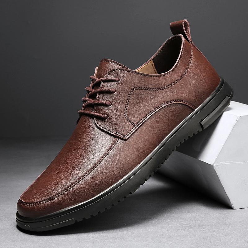 Brand Man Leather Shoes Rubber Sole Casual Oxford Size 37-45 Men's Office Business Dress Flats Mens Split Leather Wedding Shoes