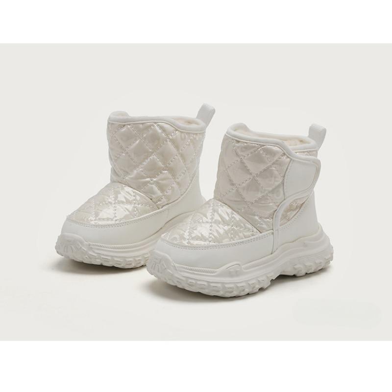 Модные универсальные однотонные высокие сапоги с липучками, утолщенные детские зимние сапоги, повседневная хлопковая обувь, теплые хлопковые сапоги для мальчиков и девочек