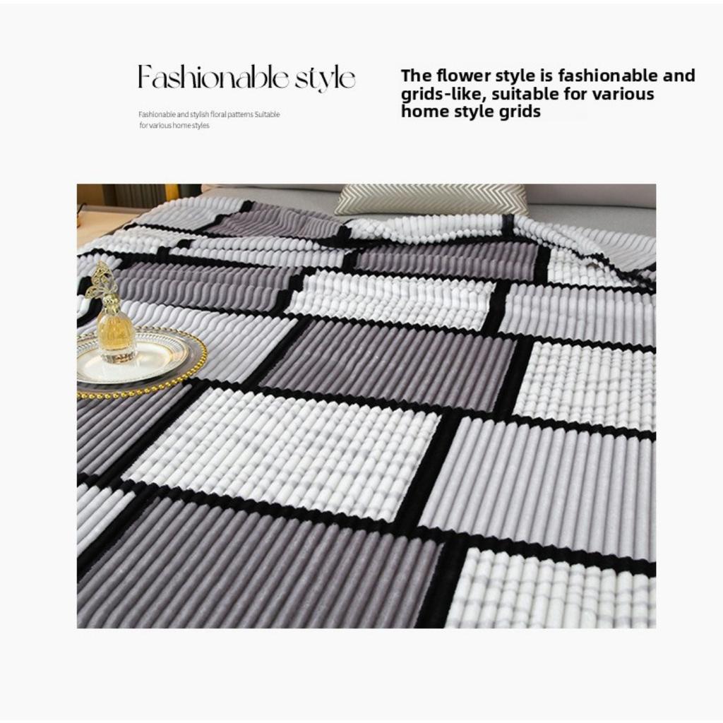 High-quality Milk Velvet Blanket with Geometric Square Print, Suitable for Bed, Travel, and Car Use. Made of Soft and Comfortable Polyester Fabric
