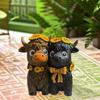 Spring Sunflower Highland Cow Figurines Funny Calf Lovers Gifts  Table Decor
