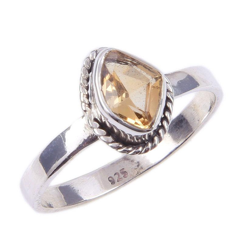 Natural Citrine Gemstone Handmade 925 Solid Sterling Silver Ring Size 9 V6q66