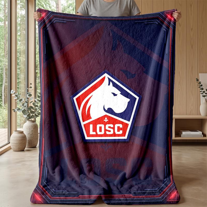 LOSC Lille FC Soft Flannel Fleece Blanket Lightweight Cozy Warm Throw Blanket For Sofa Bed Home Decor