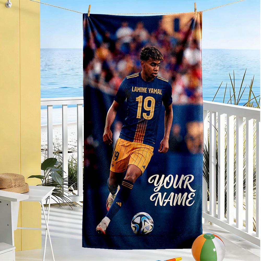 Lamin Yamal Personalized Text Beach Towel Super Soft Absorbent Suitable For Sports Travel Swimming Yoga Bathroom Beach And Pool
