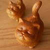 Small Wooden Cat Ornament Wooden Miniature Desk Animal Decoration Gift Animal Miniatures