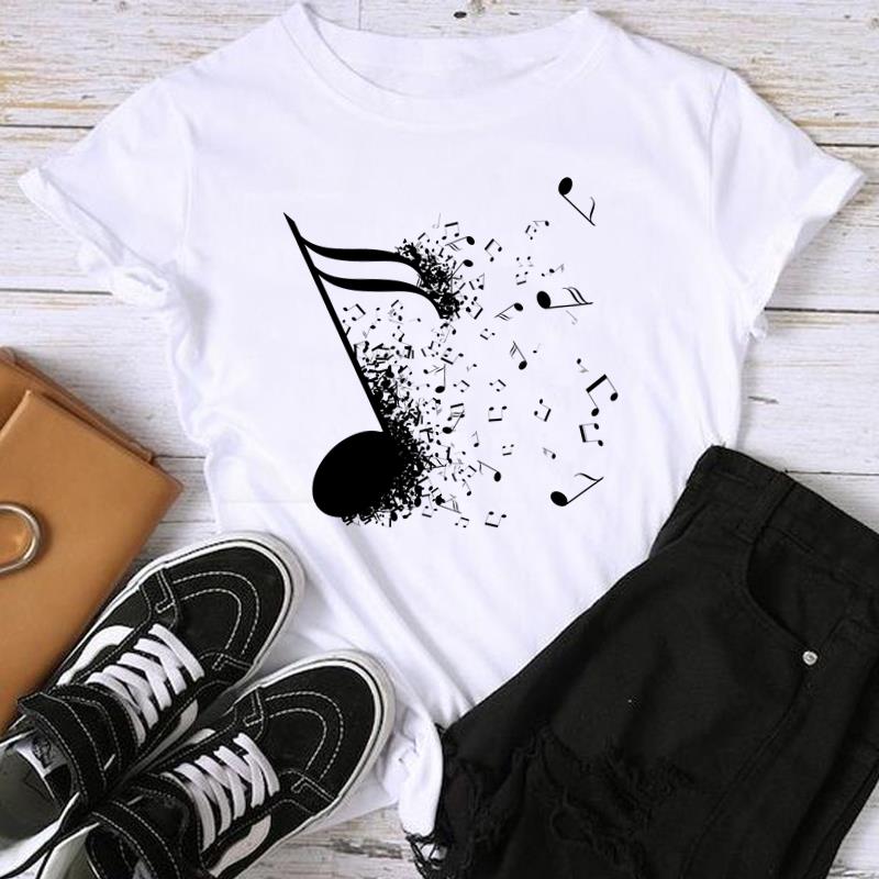 (Asian Size) Fashion Print Female Watercolor Love Heart Trend Cute Casual Women's Top Casual T Clothing Graphic Tee Short Sleeve T-shirt